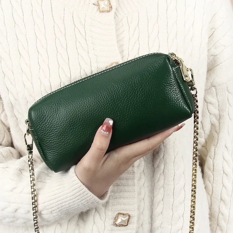 Leather Pillow Bag Chain Women Shoulder Bags