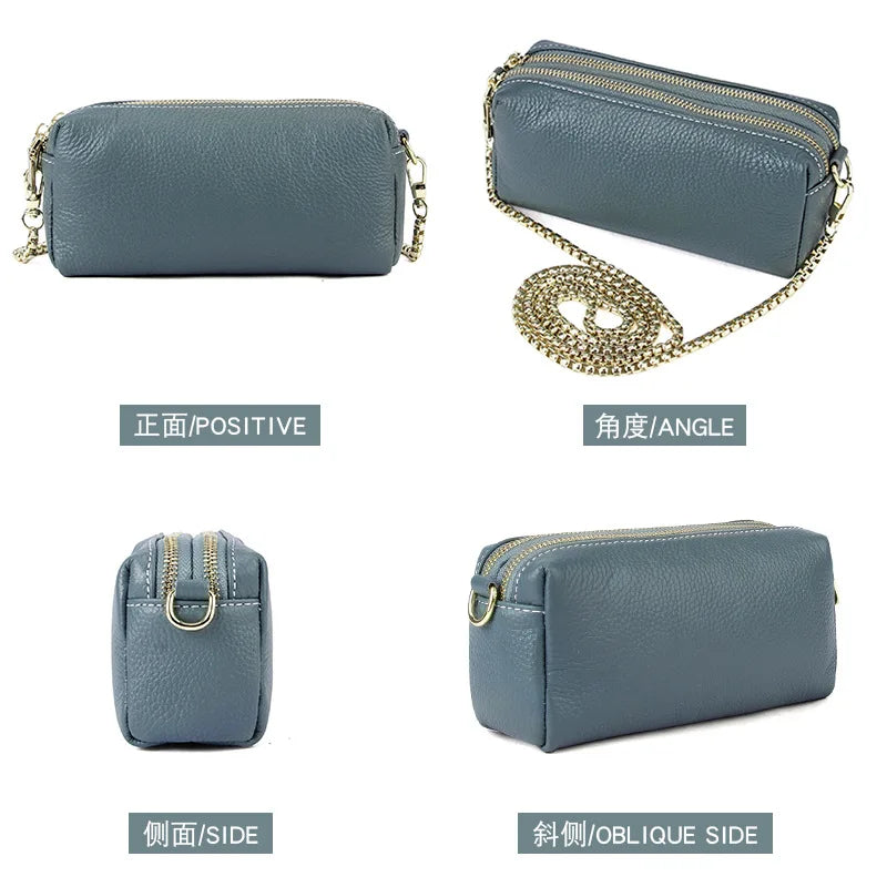Leather Pillow Bag Chain Women Shoulder Bags