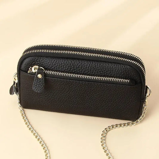 Leather Women Shoulder Bags Versatile Mobile Phone Chain Bag Large Clutch Wallet