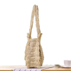Bohemian Hollow Out Round Straw Bag Crochet Women Beach Shoulder Bag
