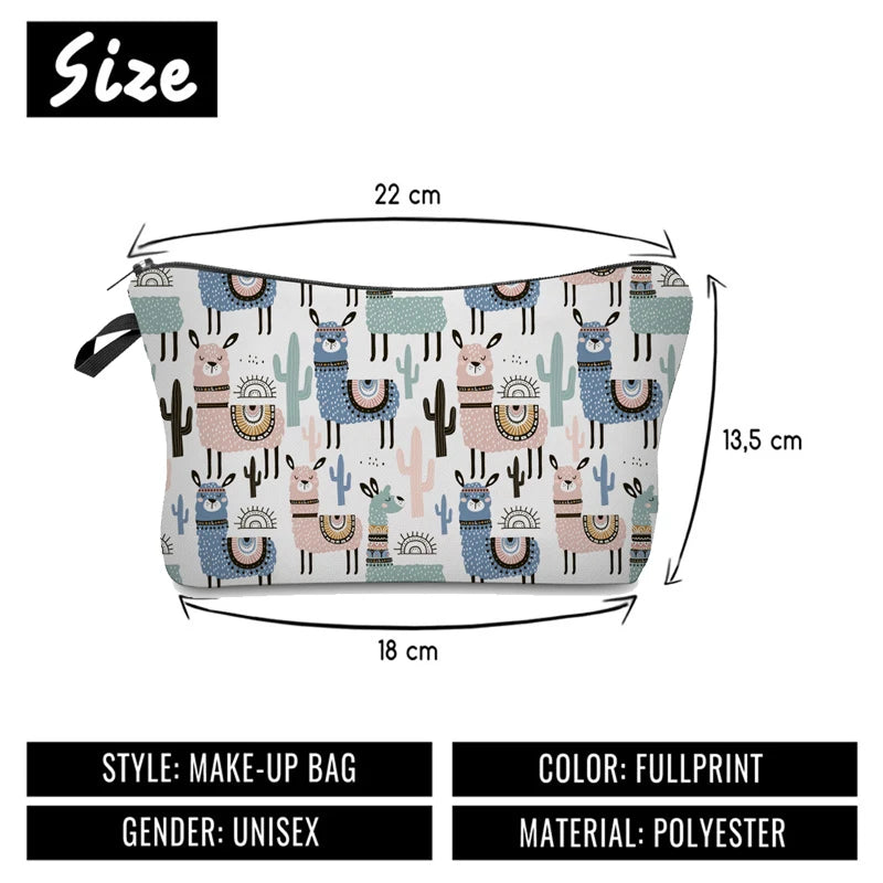 Llama Cosmetic Organizer Bag Make Up Printing Women Makeup Bag