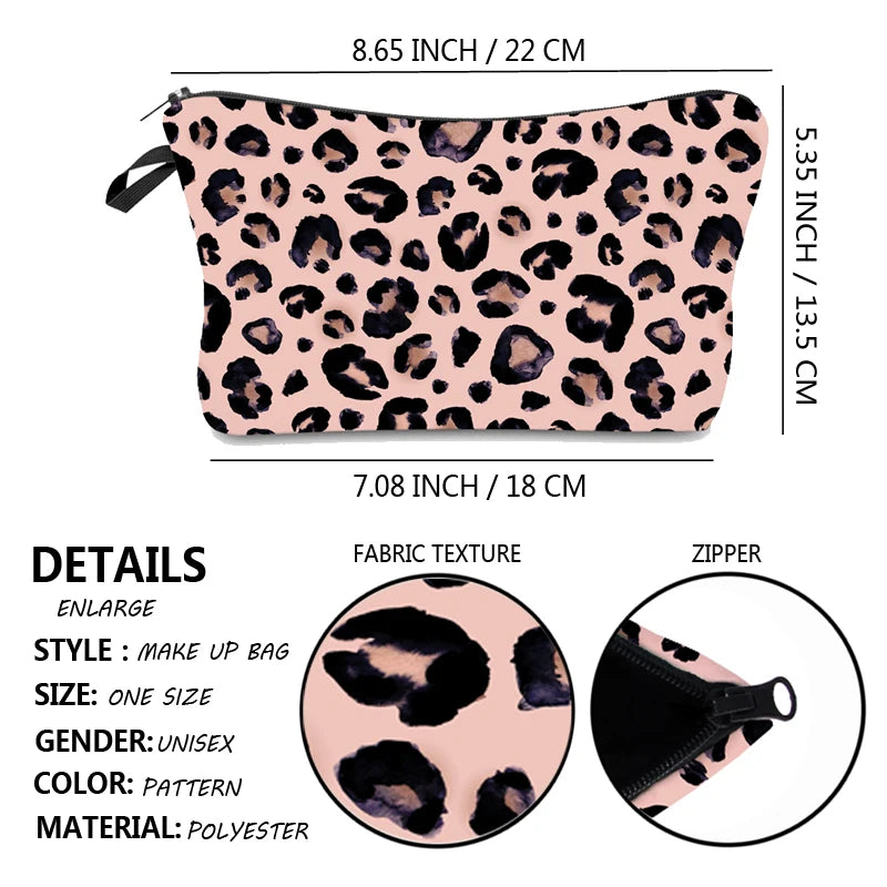 Leopard Makeup Bag Water Resistant Cosmetic Organizer for Women