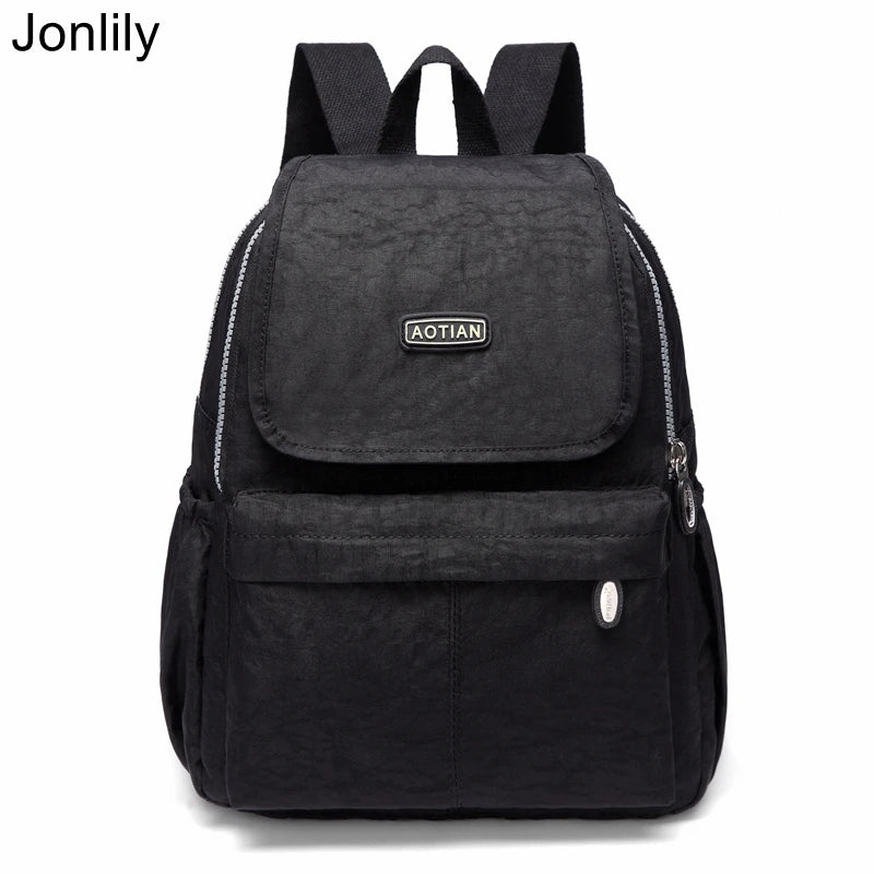 Women High Nylon Backpack Travel Shoulder Bag Female Daypack Casual Rucksack