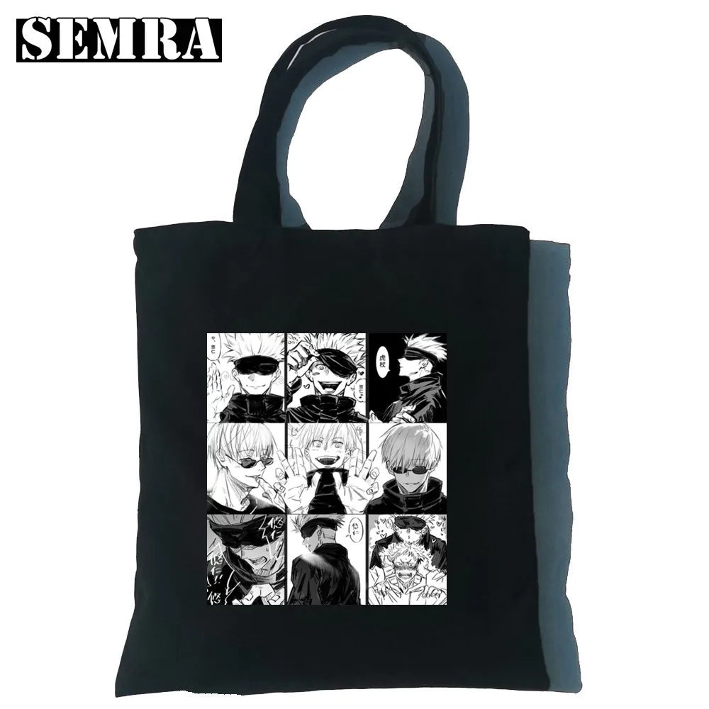 Jujutsu Kaisen Anime Canvas Bag Harajuku Casual Punk Print Gothic Large Capacity