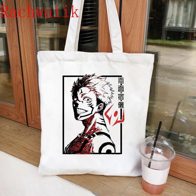 Jujutsu Kaisen Tote Bag Harajuku Shopper Canvas Shoulder Bag