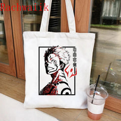 Jujutsu Kaisen Tote Bag Harajuku Shopper Canvas Shoulder Bag