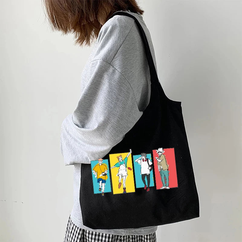 Jujutsu Kaisen Canvas Tote Bag - Anime Harajuku Shopper Bag for Women