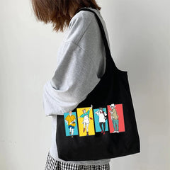 Jujutsu Kaisen Canvas Tote Bag - Anime Harajuku Shopper Bag for Women