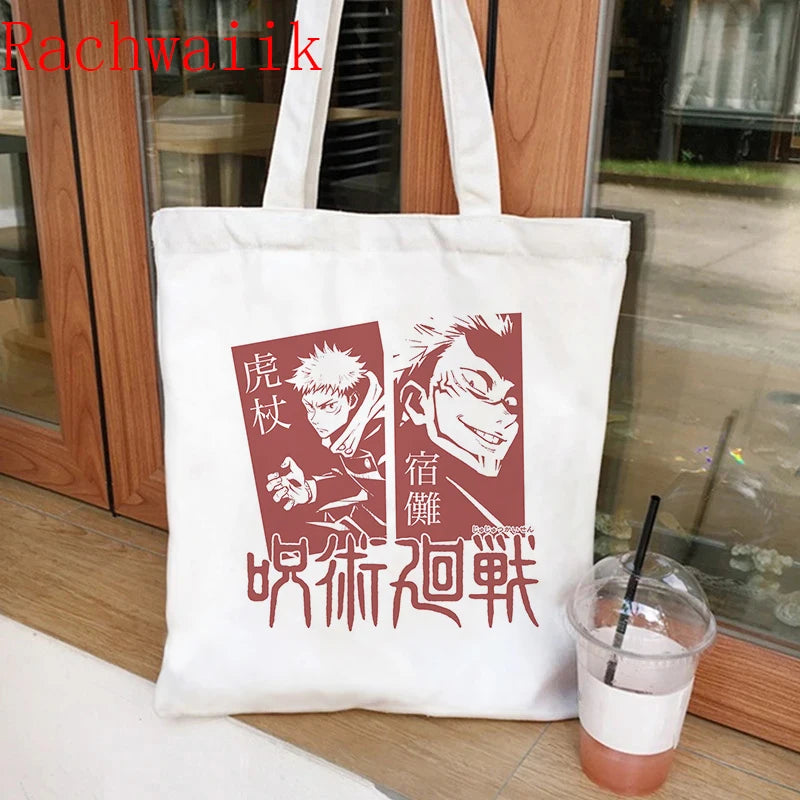 Jujutsu Kaisen Tote Bag Harajuku Shopper Canvas Shoulder Bag