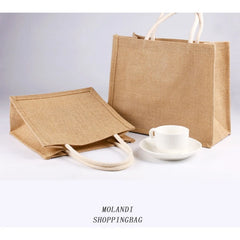 Jute Burlap Tote Large Reusable Grocery Bags with Handles for Women Shopping