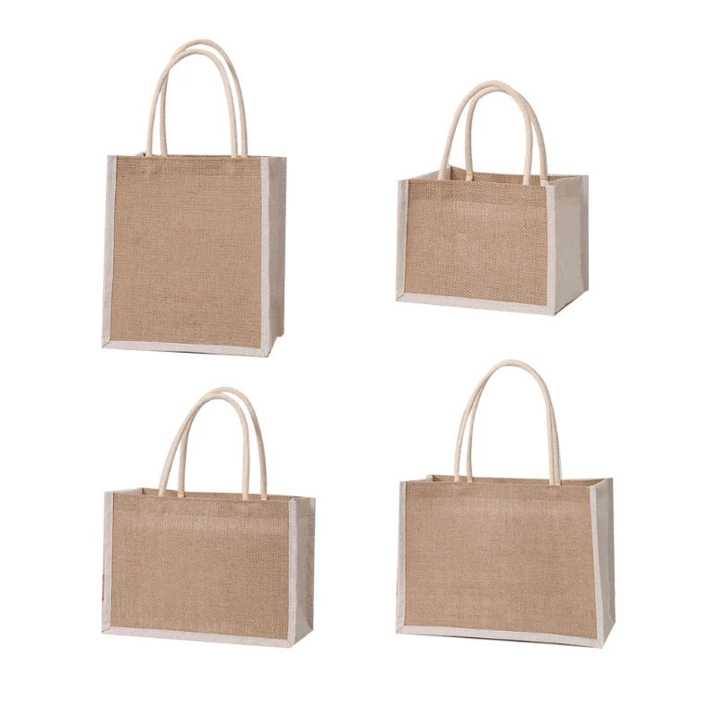 Jute Tote Bags Burlap Handbag Reusable Beach Shopping Grocery Bag