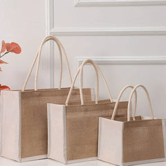 Jute Tote Bags Burlap Handbag Large Capacity for Women Girls