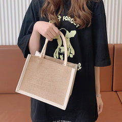 Jute Tote Bags Burlap Handbag Large Capacity for Women Girls