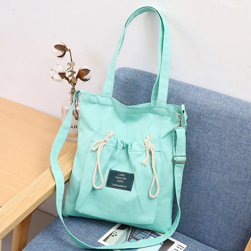 Canvas Crossbody Bag Eco Reusable Tote Bag Student Bag