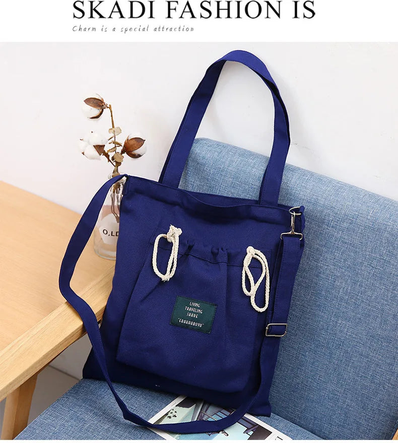 Canvas Crossbody Bag Eco Reusable Tote Bag Student Bag
