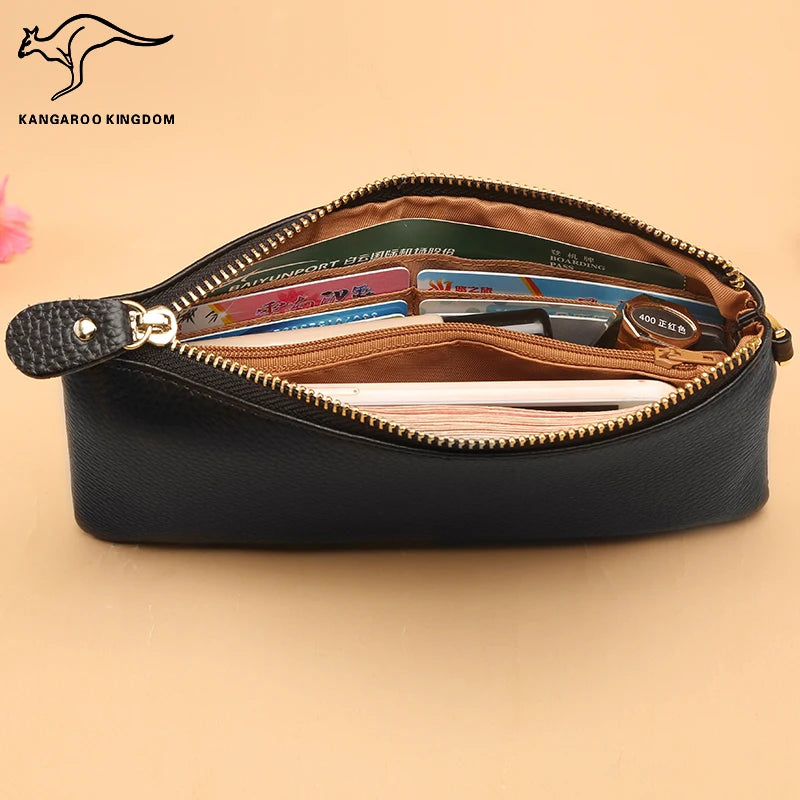 Women Long Leather Wallet Zipper Clutch Purse with Strap