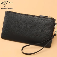 KANGAROO KINGDOM women wallets long leather cowhide zipper slim clutch purse