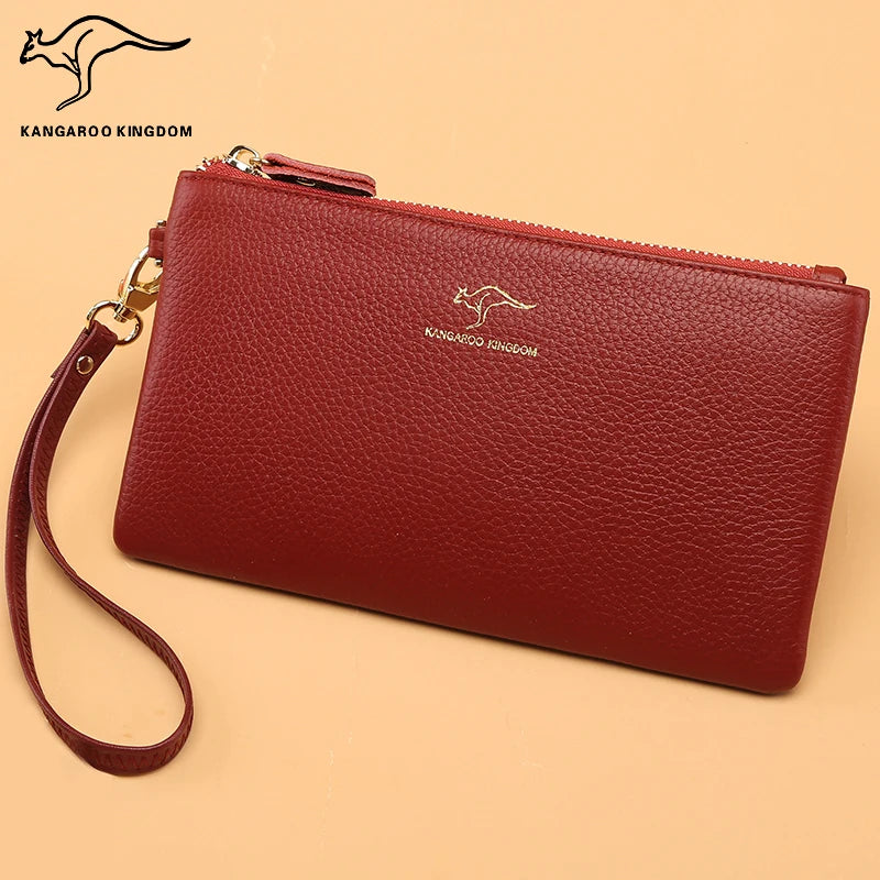 Women Long Leather Wallet Zipper Clutch Purse with Strap