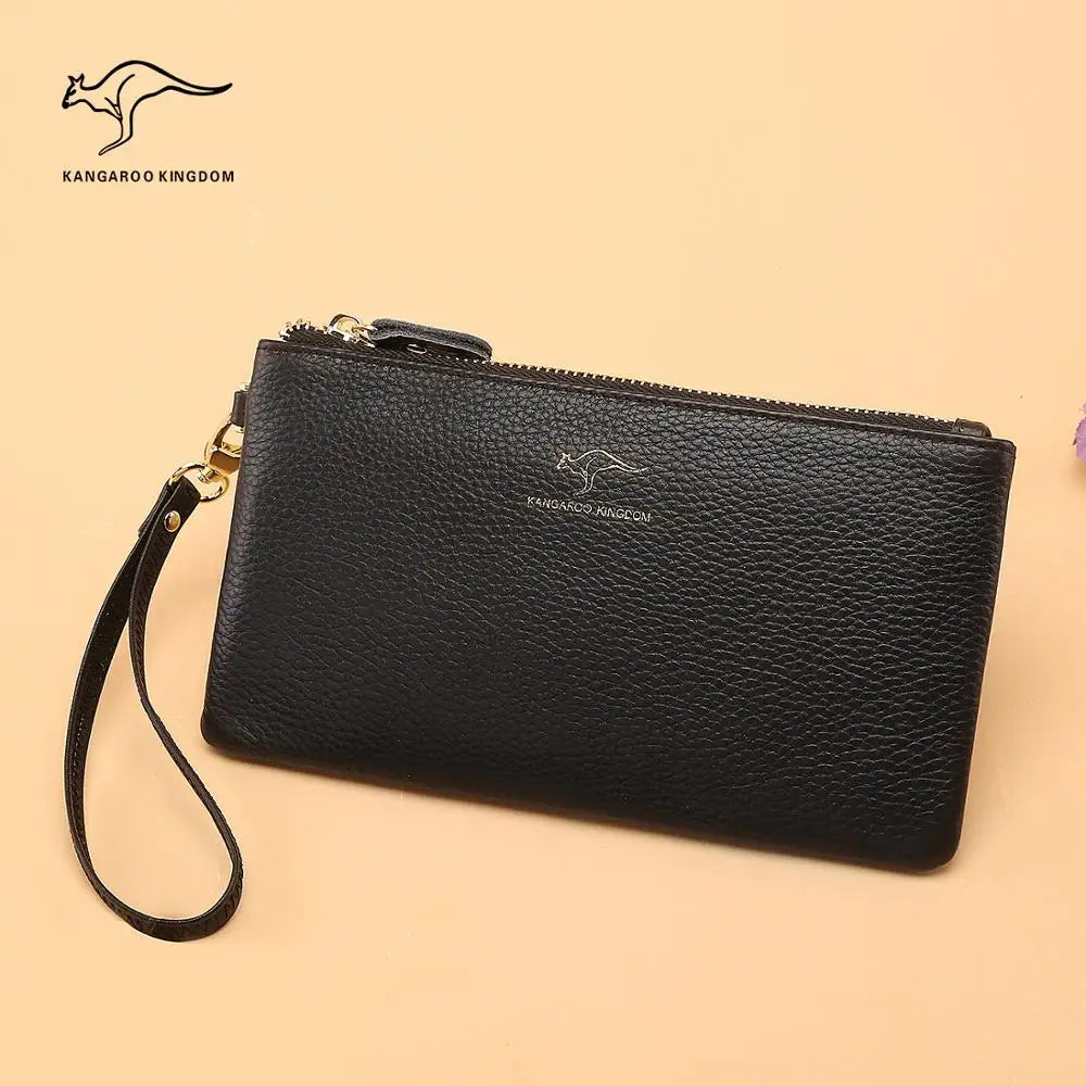 Women Long Leather Wallet Zipper Clutch Purse with Strap