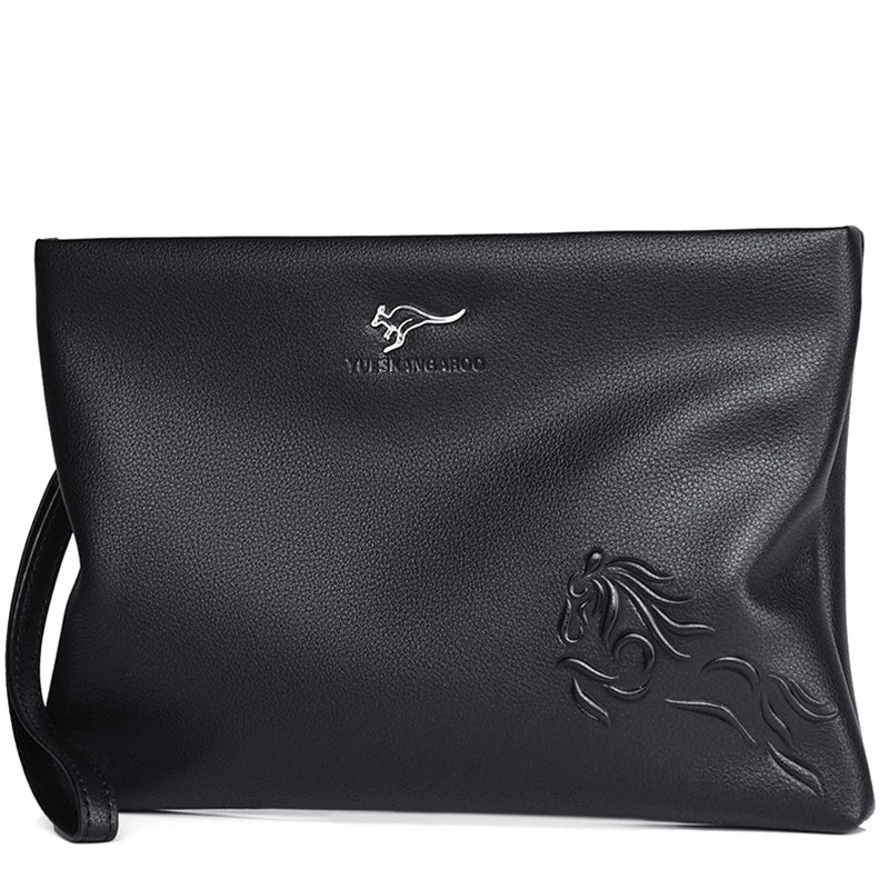 KANGAROO Men Clutch Bag Leather Long Purse Password Money Bag Business