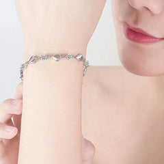 925 Silver Heart Wedding Bracelet 17CM+4CM