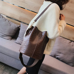 Crocodile Crossbody Bags For Women Shoulder Bag Women Bags PU Leather Bucket Bag