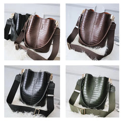 Crocodile Crossbody Bags For Women Shoulder Bag Women Bags PU Leather Bucket Bag
