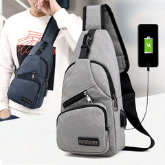 Men USB Chest Pack Casual Sling Bag