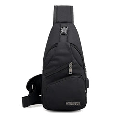 Men USB Chest Pack Casual Sling Bag