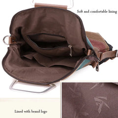 Canvas Patchwork Women Messenger Bag Multifunctional Tote Crossbody Large