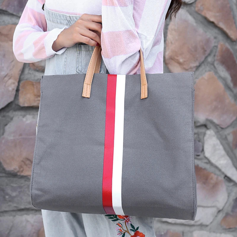 Canvas Shoulder Bag Women Stripe Crash Ladies HandBags Bolsas