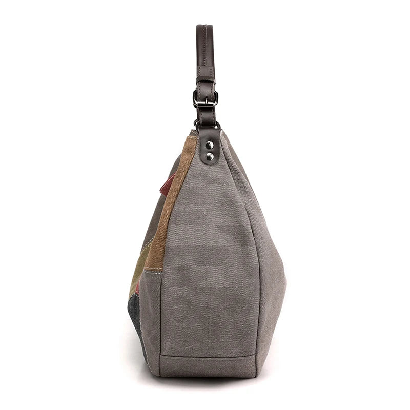 Vintage Canvas Shoulder Bag Patchwork Tote Handbags Purse Crossbody Bag
