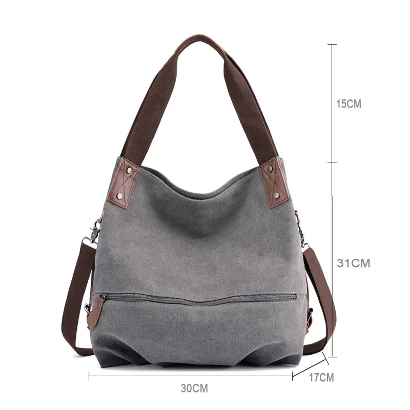 Vintage Canvas Women HnadBag Single Shoulder Bags Solid Ladies Messenger Bag