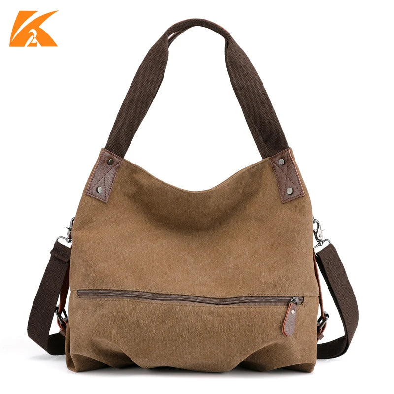 Vintage Canvas Women HnadBag Single Shoulder Bags Solid Ladies Messenger Bag