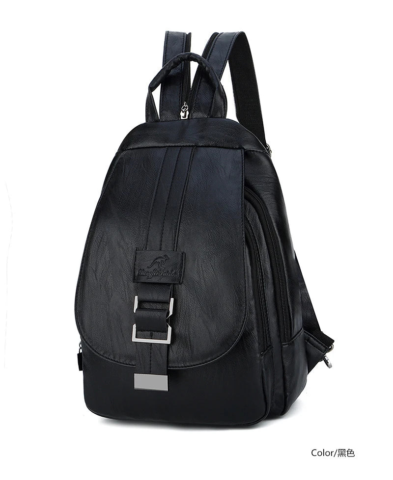 Kangaroo Pu Leather Mochila Femenina Backpack Large Capacity School Bag