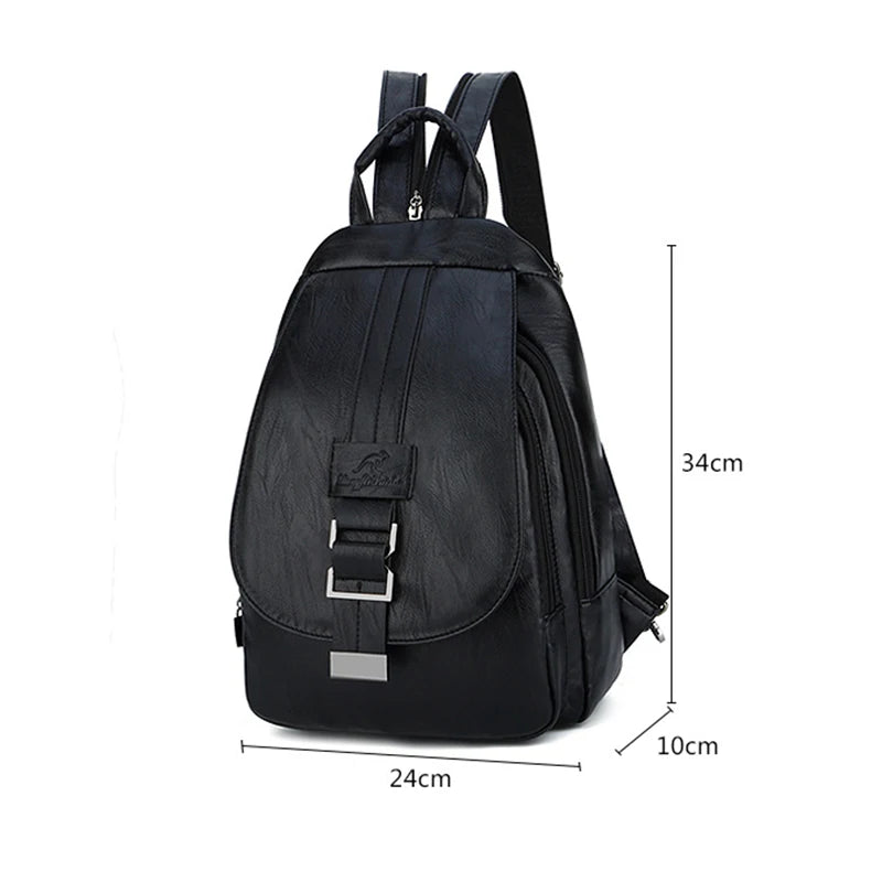 Kangaroo Pu Leather Mochila Femenina Backpack Large Capacity School Bag