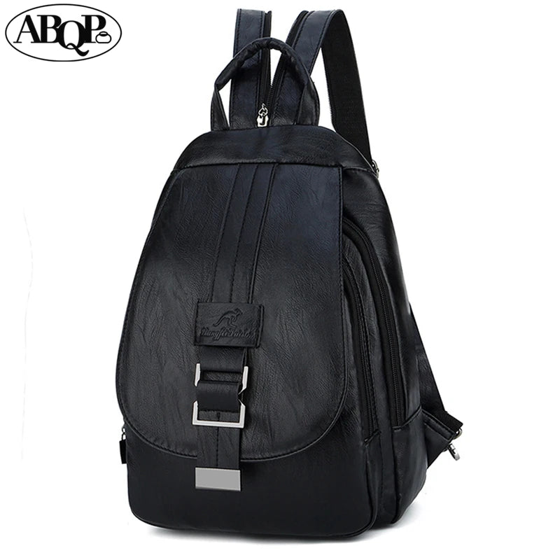 Kangaroo Pu Leather Mochila Femenina Backpack Large Capacity School Bag