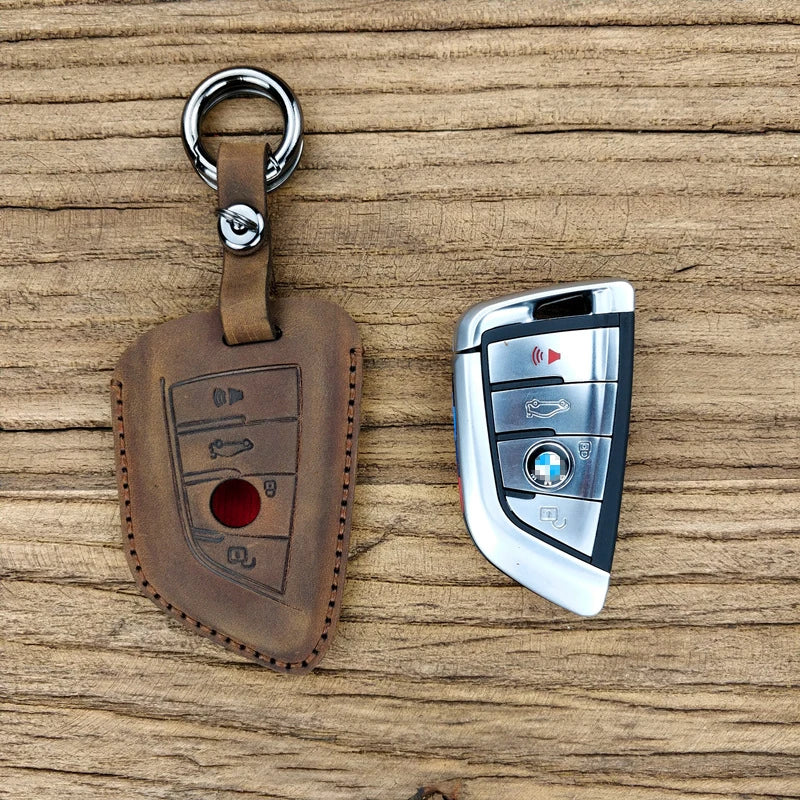 Hand Leather Key Holder Wallet for Crazy Horse Leather Key Cover
