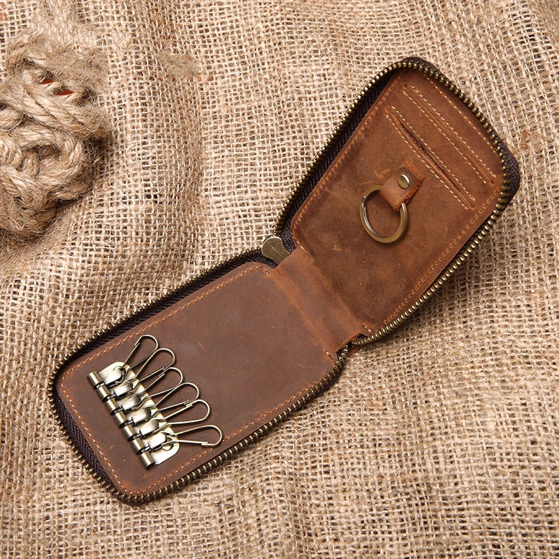 Leather Car Keys Holder Key Pouch Men Key Chain Wallet