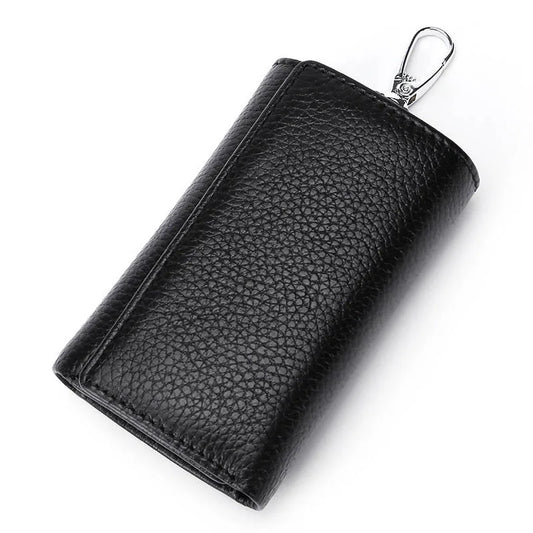 Leather Housekeeper Key Holder Zipper Case Men Women Keychain Organizer