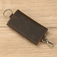 Leather Key Wallet Holder Car Keychain Bag Case Solid Storage