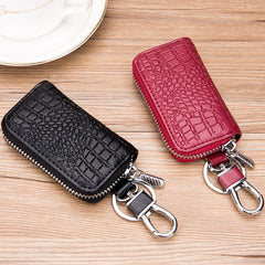 Leather Car Key Wallet Zipper Case Holder Pouch