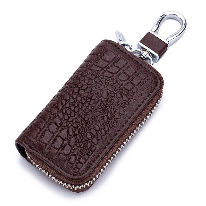 Leather Car Key Wallet Zipper Case Holder Pouch