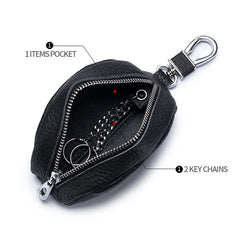 Soft Leather Keychain Pouch Multifunctional Holder Zipper Practical Key Case