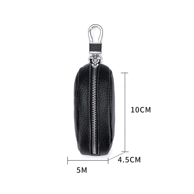 Soft Leather Keychain Pouch Multifunctional Holder Zipper Practical Key Case