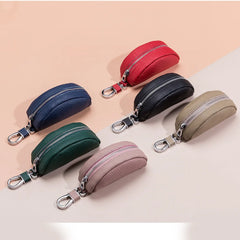 Soft Leather Keychain Pouch Multifunctional Holder Zipper Practical Key Case