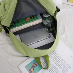Canvas School Bags for Girls Women Backpack Laptop, 5 Pcs Sets