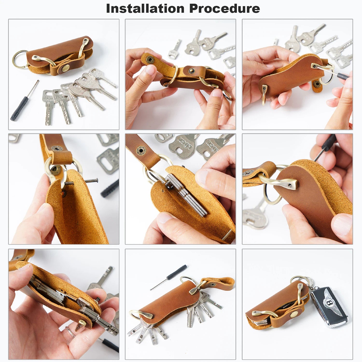 Keycord Leather Car Key Chain Buckle Car Key Ring DIY Car Accessories