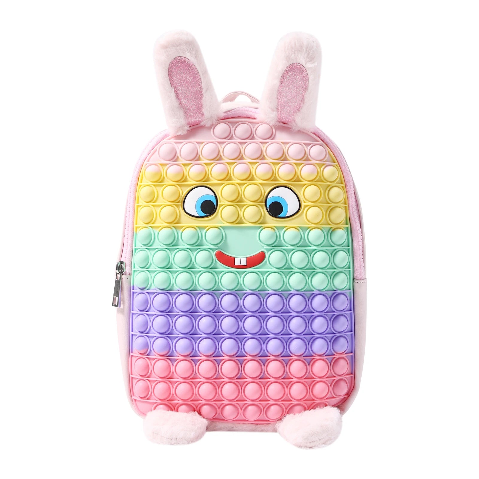 Kid Backpack, Rabbit Shape Stress Relief Push Bubble Zipper Children School Bag