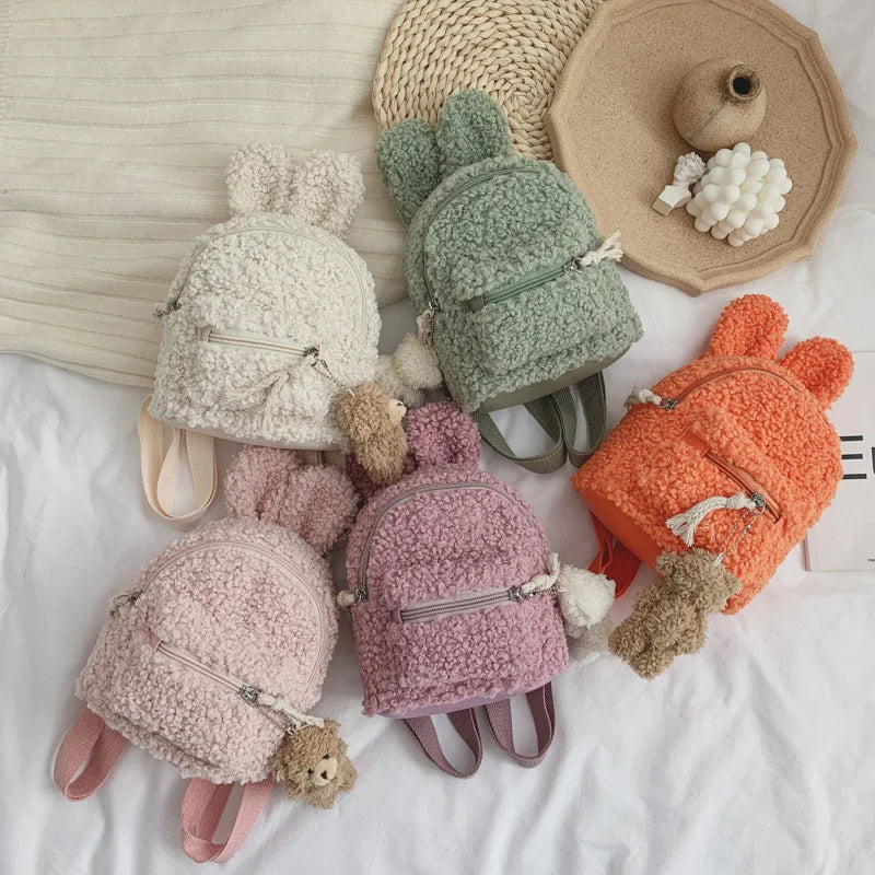 Kid Backpack Easter Mini Plush Rabbit Bag Children Plush Bear Pendant Shoulder B